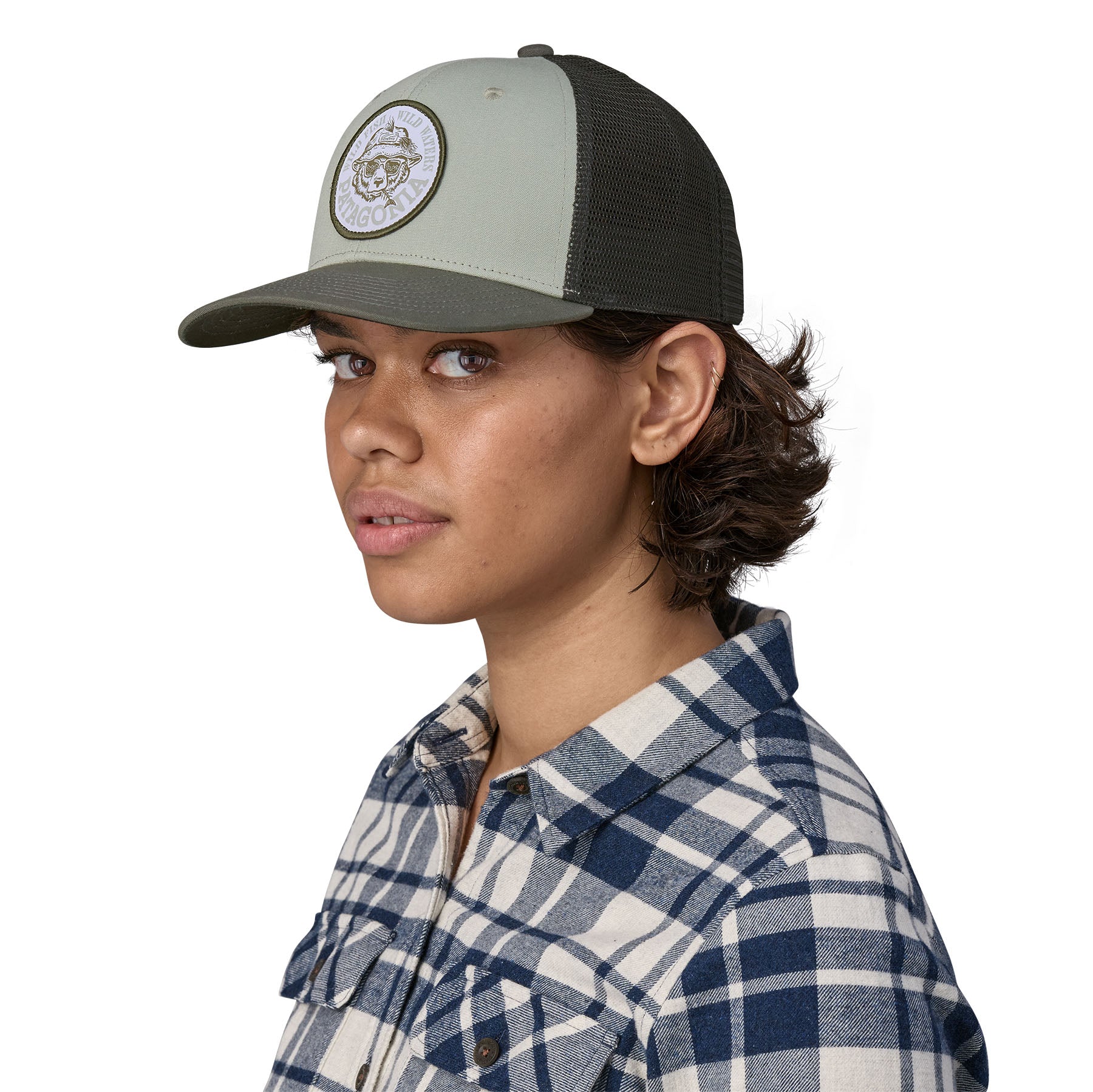 Patagonia Take a Stand Trucker Hat Wild Grizzly Sleet Green