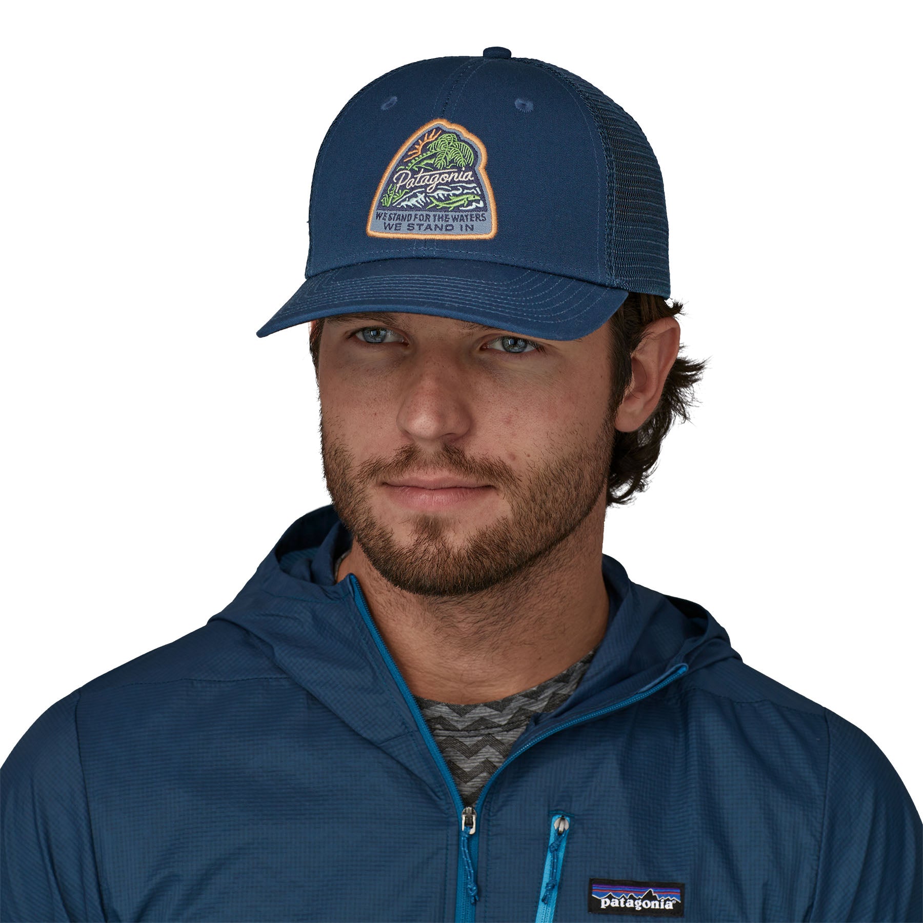 Take a Stand Trucker Hat Bayou Badge: Tidepool Blue