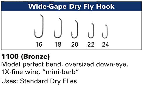 Daiichi 1100 Hooks Wide Gap Dry Fly Hook Down Eye